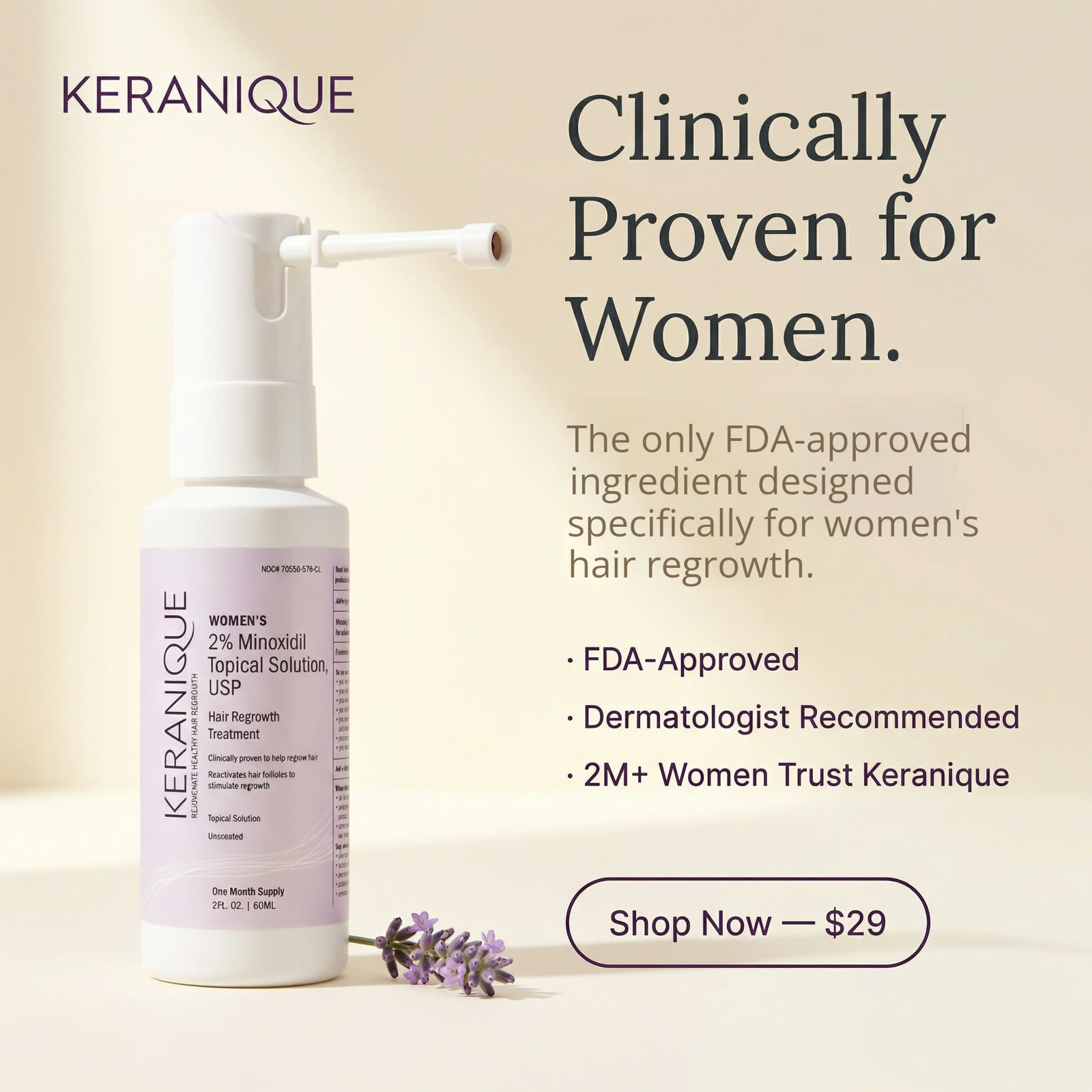 Clinically proven for women static ad